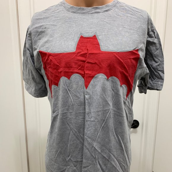 DC Comics Batman T-Shirt large gray red cotton - Picture 1 of 6